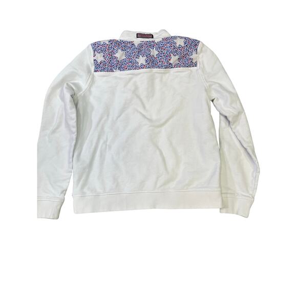 Vineyard Vines Patriotic Shoulder Shep Pullover‎ Quarter Zip, Girls Sz 14 White - Picture 4 of 10
